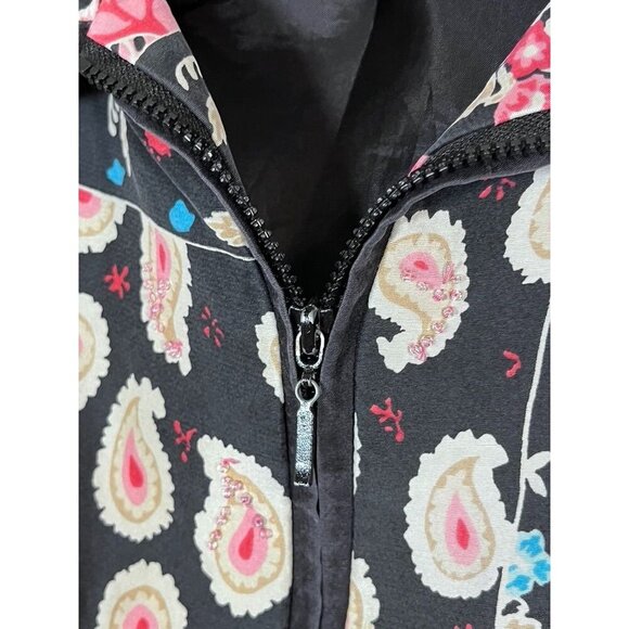 Silkland Silk Floral Jacket 3X Black Beaded Paisley Full Zip Boho Western Artsy - Picture 6 of 16